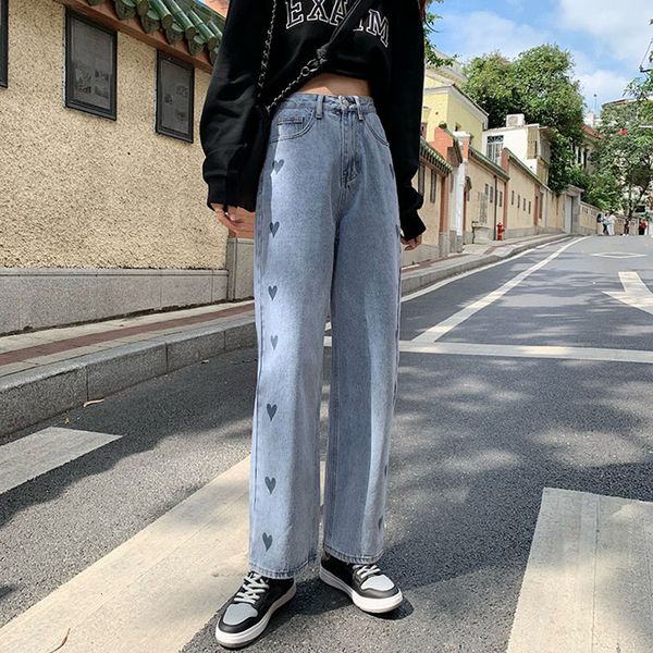 2021 new s-xl tall wiast straight breeches streetwear fashion love heart imprint denim pants of women released from the (78577) jcly, Blue
2021 new s-xl tall wiast straight breeches streetwear fashion love heart imprint denim pants of women released from the (78577) jcly, Blue