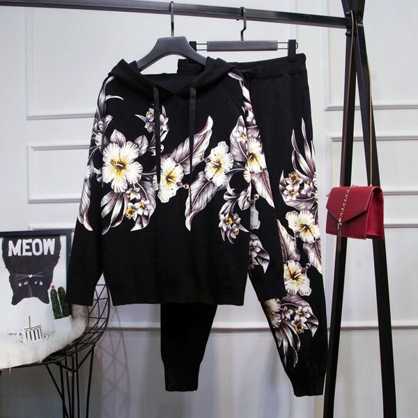 women's tracksuits high street stylish 2021 runway suit set hooded long sleeve floral print sweater pants, Gray
women's tracksuits high street stylish 2021 runway suit set hooded long sleeve floral print sweater pants, Gray
