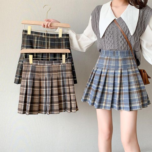 faldas mujer moda 2020 college style thick woolen pleated skirt female autumn and winter korean vintage plaid black mini skirt
faldas mujer moda 2020 college style thick woolen pleated skirt female autumn and winter korean vintage plaid black mini skirt
