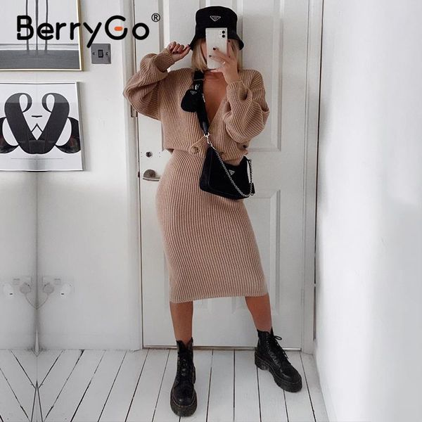 casual dresses berrygo v-neck women knitted dress elegant autumn winter two piece set club party chic female sweater vestidos, Black;gray
casual dresses berrygo v-neck women knitted dress elegant autumn winter two piece set club party chic female sweater vestidos, Black;gray