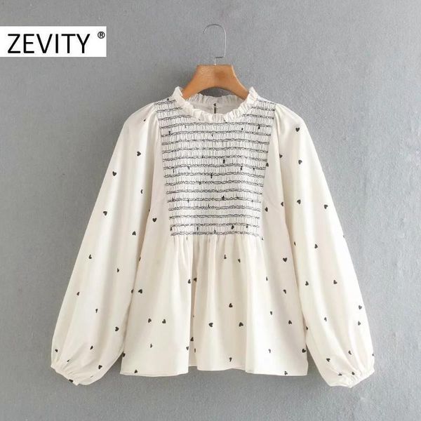 women's blouses & shirts zevity women sweet agaric lace hearts print elastic smock blouse office ladies lantern sleeve chic blusas ls7, White
women's blouses & shirts zevity women sweet agaric lace hearts print elastic smock blouse office ladies lantern sleeve chic blusas ls7, White