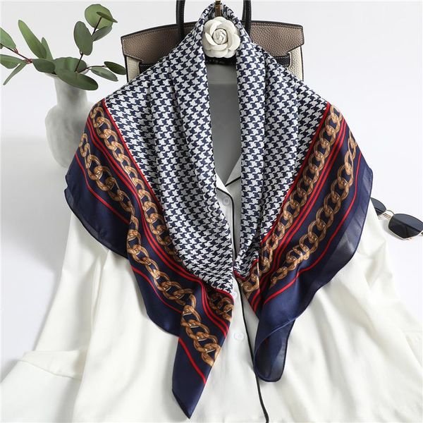 Plaid Women Silk Square Scarf for Neck Hijab 2020 Design Headband Shawl Wraps Female Foulard Bandana Large Scarves Tie, Blue;gray
Plaid Women Silk Square Scarf for Neck Hijab 2020 Design Headband Shawl Wraps Female Foulard Bandana Large Scarves Tie, Blue;gray