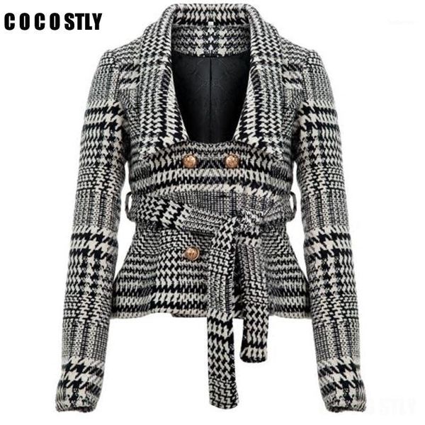 women plaid notched collar tweed blazer double breasted pockets tassel hem female loose casual outwear chic 1, White;black
women plaid notched collar tweed blazer double breasted pockets tassel hem female loose casual outwear chic 1, White;black