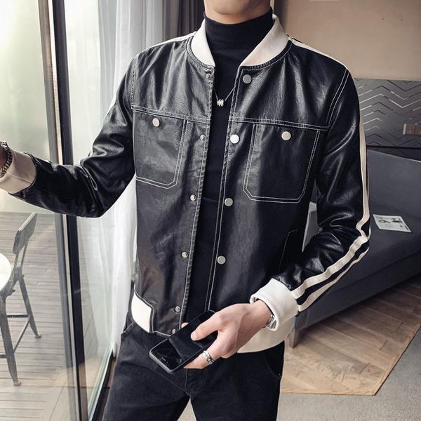 men's faux leather jacket men baseball collar washed leather coat mens jacket casual handsome all-match veste cuir homme, Black
men's faux leather jacket men baseball collar washed leather coat mens jacket casual handsome all-match veste cuir homme, Black