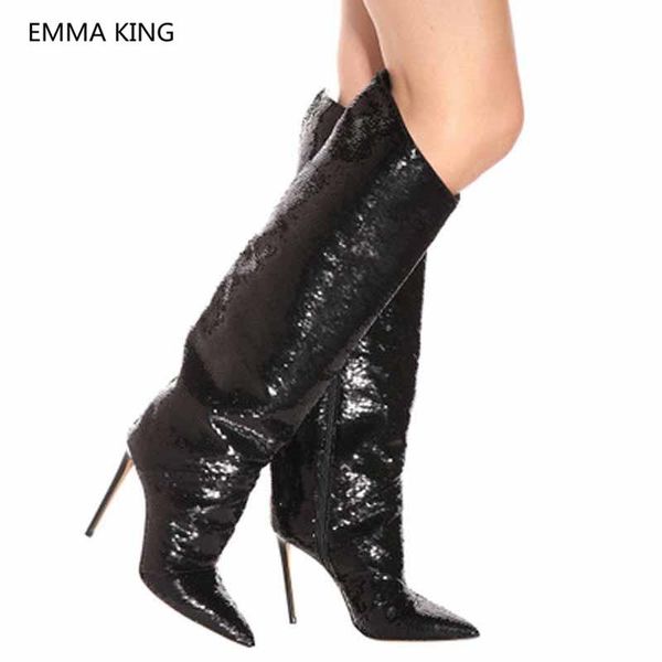 glitter bling women's winter boots pointed toe party shoes sequin black long knight boots high heels woman knee high
glitter bling women's winter boots pointed toe party shoes sequin black long knight boots high heels woman knee high