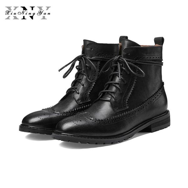 brand boots female 2021 british style retro women's boots genuine leather motorcycles handmade lady brogue shoes, Black
brand boots female 2021 british style retro women's boots genuine leather motorcycles handmade lady brogue shoes, Black