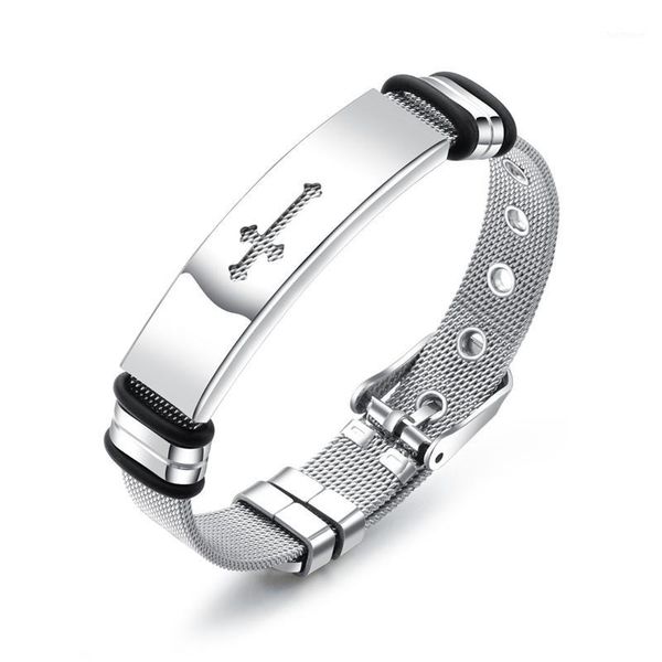 men's bracelet adjustable length bangle watch band design stainless steel net band christ cross bracelets1, Black
men's bracelet adjustable length bangle watch band design stainless steel net band christ cross bracelets1, Black