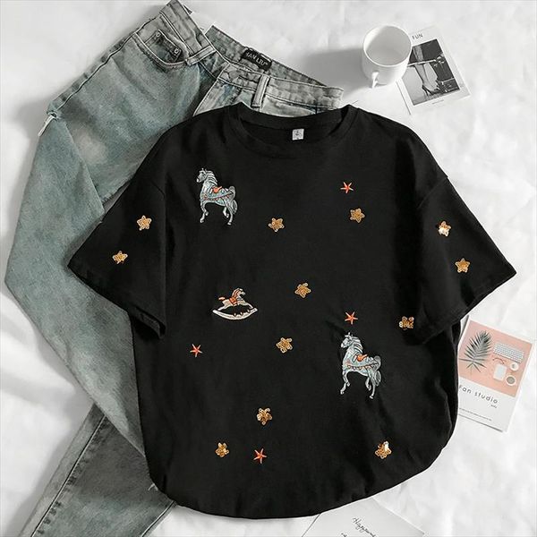 2020 summer womens embroidered sequins short sleeved t shirt new s fashion korean casual loose t shirt female instees, White
2020 summer womens embroidered sequins short sleeved t shirt new s fashion korean casual loose t shirt female instees, White