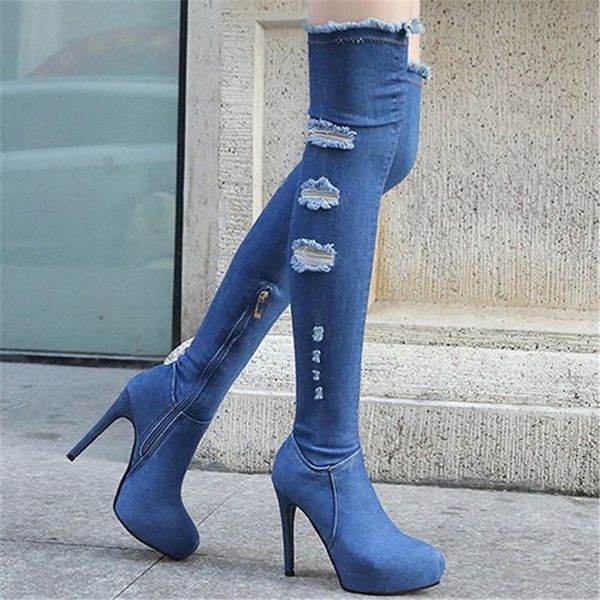 2021 new autumn female thigh thin denim boots thick shoes high heels casual woman cowboy on knee boot 8ovm, Black
2021 new autumn female thigh thin denim boots thick shoes high heels casual woman cowboy on knee boot 8ovm, Black