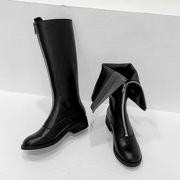 2021 women knee-boots 22-25 in length three inches heel spring and autumn cow shoes front zip boots 2f1d, Black
2021 women knee-boots 22-25 in length three inches heel spring and autumn cow shoes front zip boots 2f1d, Black