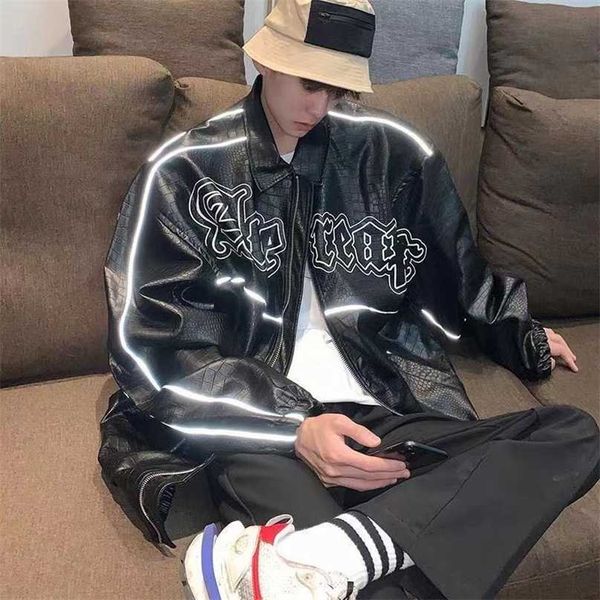 pu leather oversized jacket men's coat streetwear autumn male korean version student ins baseball uniform 211222, Black
pu leather oversized jacket men's coat streetwear autumn male korean version student ins baseball uniform 211222, Black