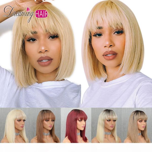 613 short cut 13x4 bob lace front human hair wig with bangs honey blonde color transparent lace front wigs for white woman, Black
613 short cut 13x4 bob lace front human hair wig with bangs honey blonde color transparent lace front wigs for white woman, Black