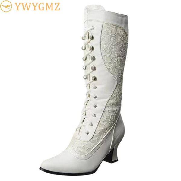 women's high heeled fleeces motorcycle boots fashion lace pointed toe shoes side zip mid-tube martin boots gothic punk footwear, Black
women's high heeled fleeces motorcycle boots fashion lace pointed toe shoes side zip mid-tube martin boots gothic punk footwear, Black