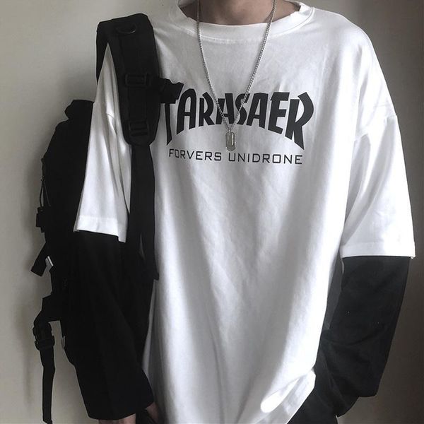 autumn long sleeve t-shirt men's fashion vacation two students' korean loose top, White;black
autumn long sleeve t-shirt men's fashion vacation two students' korean loose top, White;black