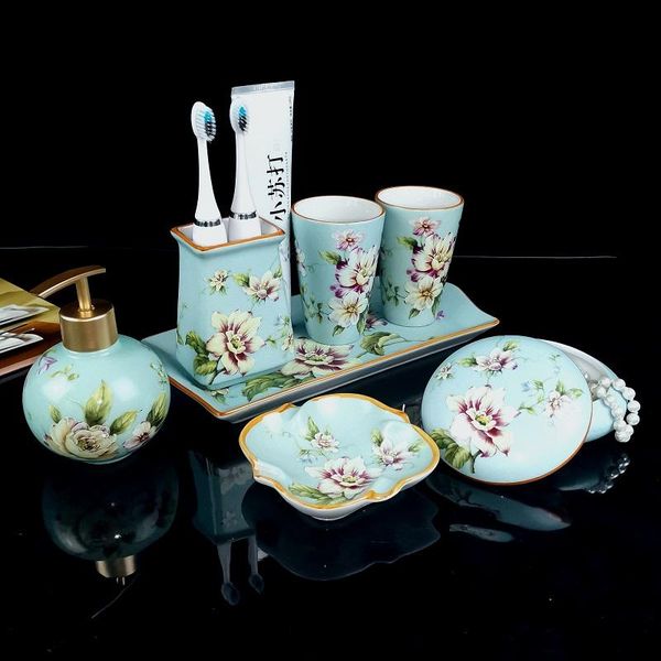 bath accessory set classical floral texture bathroom accessories 5pcs/set portable soap dispenser toothpaste holder dish ceramic supplies
bath accessory set classical floral texture bathroom accessories 5pcs/set portable soap dispenser toothpaste holder dish ceramic supplies
