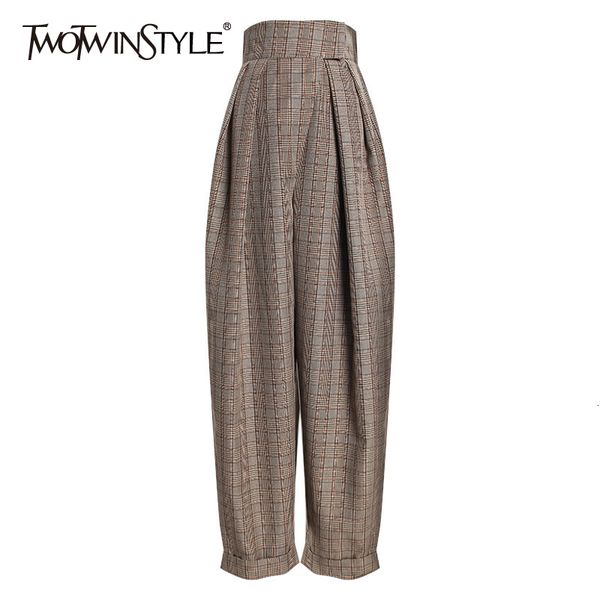 twotwinstyle plaid ruched harem trousers for women high waist casual asymmetrical ankle length pants female fashion autumn 201106, Black;white
twotwinstyle plaid ruched harem trousers for women high waist casual asymmetrical ankle length pants female fashion autumn 201106, Black;white