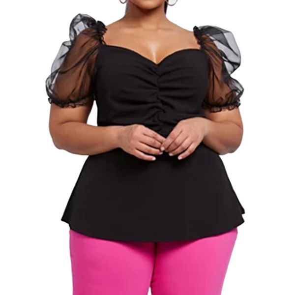new plus size 6xl black organza puff sleeve women summer blouse and shirt for ladies fshion large size blusas d30, White
new plus size 6xl black organza puff sleeve women summer blouse and shirt for ladies fshion large size blusas d30, White