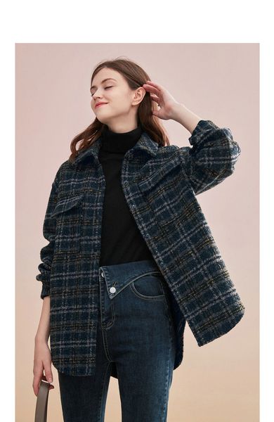 2021 new womens fashion soft woolen plaid overshirts shirt jackets coats outerwear a3c4, Black
2021 new womens fashion soft woolen plaid overshirts shirt jackets coats outerwear a3c4, Black