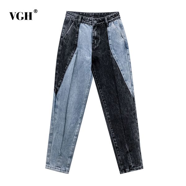 vgh patchwork loose jeans for women high waist casual large size hti color harem pants female fashion new clothing 2020 style y1214, Blue
vgh patchwork loose jeans for women high waist casual large size hti color harem pants female fashion new clothing 2020 style y1214, Blue