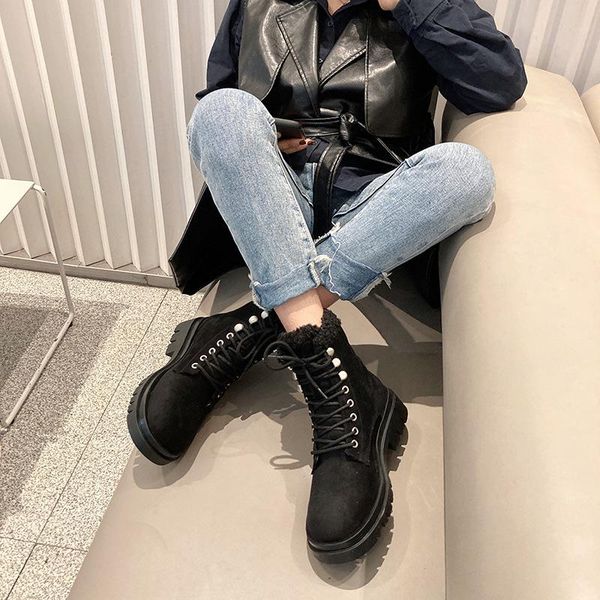 martin boots women 2020 new lamb hair lace-up boots autumn and winter retro leather short thin leather, Black
martin boots women 2020 new lamb hair lace-up boots autumn and winter retro leather short thin leather, Black