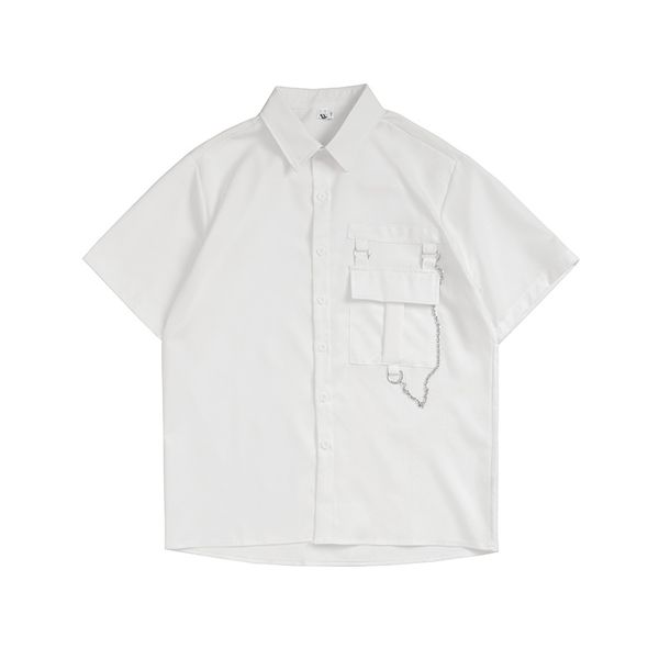 pockets chain single breasted casual summer shirts mens lapel short sleeve oversized streetwear baggy, White;black
pockets chain single breasted casual summer shirts mens lapel short sleeve oversized streetwear baggy, White;black