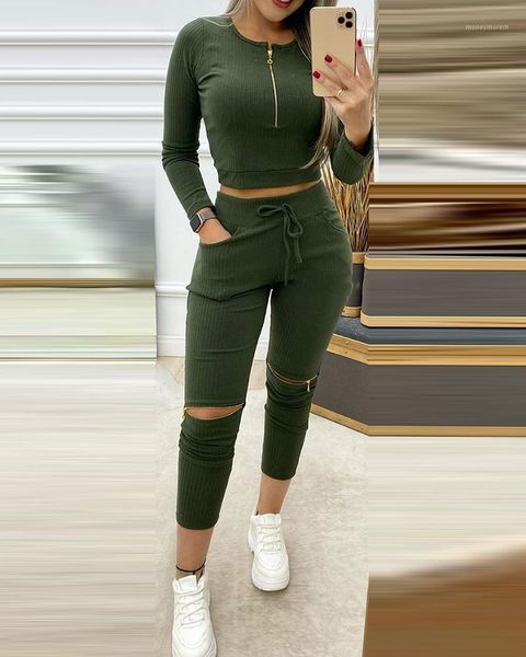 women's tracksuits 2021 fashion two-piece set casual wear suits ribbed zipper design crop & cutout pants1, Gray
women's tracksuits 2021 fashion two-piece set casual wear suits ribbed zipper design crop & cutout pants1, Gray