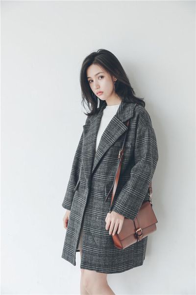 2021 fall/winter new girlfriend british college style mid-length thick woolen coat, Black
2021 fall/winter new girlfriend british college style mid-length thick woolen coat, Black