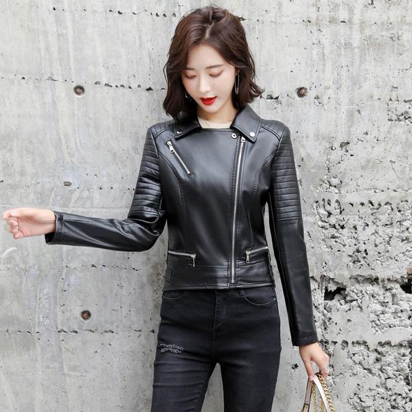 women's leather & faux autumn women pu jackets ladies sheepskin coat zippers biker punk streetwear female motorcycle outerwear, Black
women's leather & faux autumn women pu jackets ladies sheepskin coat zippers biker punk streetwear female motorcycle outerwear, Black