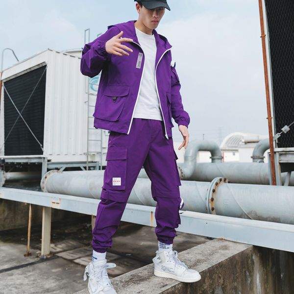 men's fashion sets loose comfortable casual jacket + multi-pocket cargo pants 2 pieces set fashion purple cargo sportswear sets 201109, Gray
men's fashion sets loose comfortable casual jacket + multi-pocket cargo pants 2 pieces set fashion purple cargo sportswear sets 201109, Gray