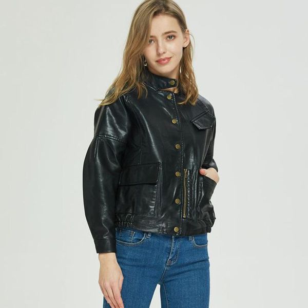 2020 faux leather jacket women batwing sleeve pocket black coat female autumn basic outwear ladies motorcycle biker coats
2020 faux leather jacket women batwing sleeve pocket black coat female autumn basic outwear ladies motorcycle biker coats