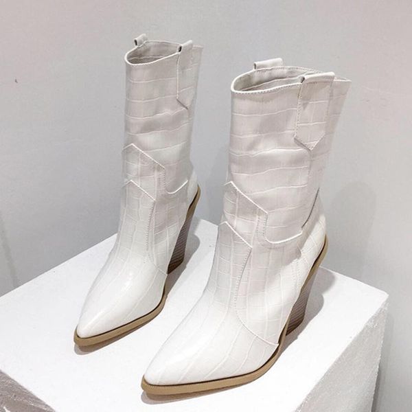 luxury 2020 women high heels wedges mid calf boots western cowboy boots designer cowgirl snakeskin shoes botas mujer, Black
luxury 2020 women high heels wedges mid calf boots western cowboy boots designer cowgirl snakeskin shoes botas mujer, Black