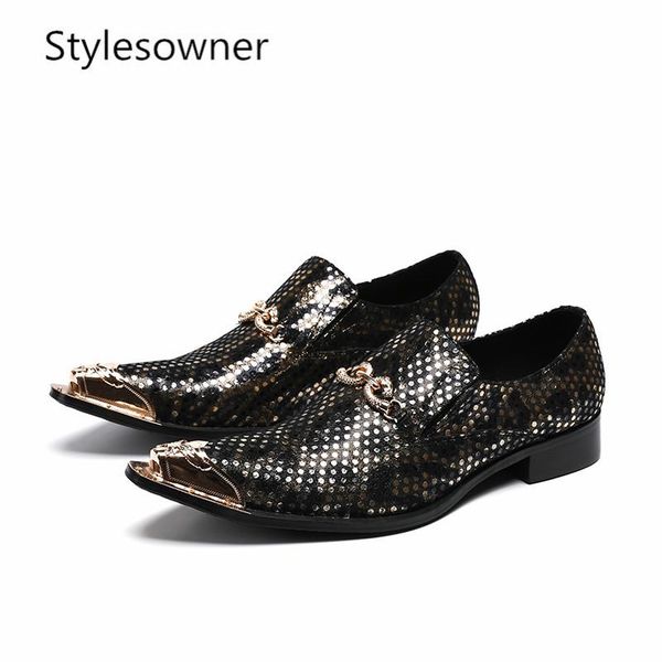 stylesowner metal formal shoes men mixed color slip on leather shoes european men dress pointed toe casual leather, Black
stylesowner metal formal shoes men mixed color slip on leather shoes european men dress pointed toe casual leather, Black