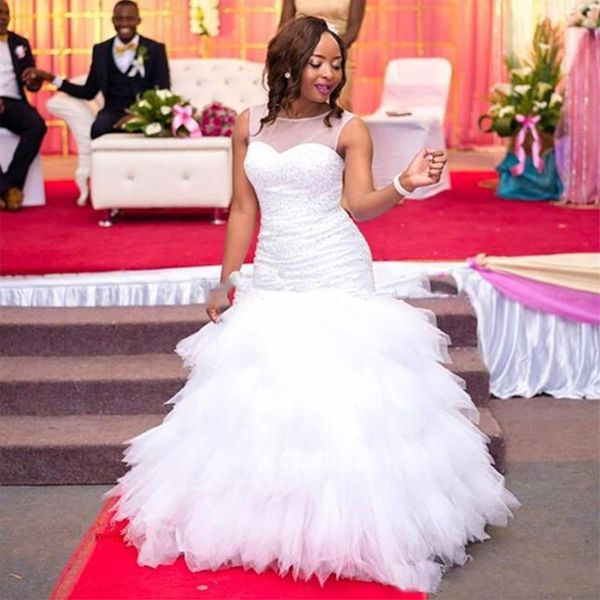 2021 new african layered mermaid complete beading gown plus size custom wedding dress xlii, White
2021 new african layered mermaid complete beading gown plus size custom wedding dress xlii, White