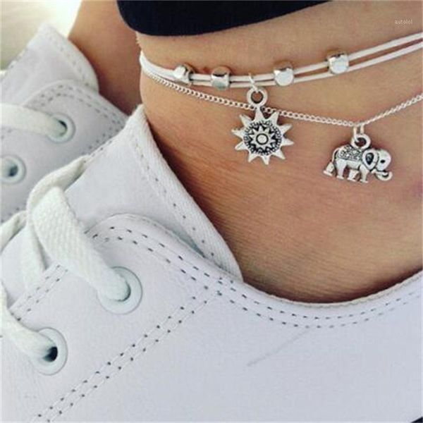 vintage multiple layers anklets for women elephant sun pendant charms rope chain beach summer silver foot ankle bracelet jewelry1, Black
vintage multiple layers anklets for women elephant sun pendant charms rope chain beach summer silver foot ankle bracelet jewelry1, Black
