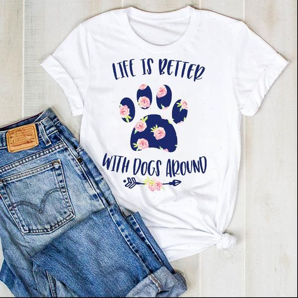women lady cartoon dog paw flower print cute fashion summer ladies t tee tshirt womens female shirt clothes graphic t shirt, White
women lady cartoon dog paw flower print cute fashion summer ladies t tee tshirt womens female shirt clothes graphic t shirt, White