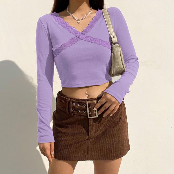 women's t-shirt autumn y2k women long sleeve v-neck pullovers knitwear crop lace stitching shirt cross tshirts femme, White
women's t-shirt autumn y2k women long sleeve v-neck pullovers knitwear crop lace stitching shirt cross tshirts femme, White