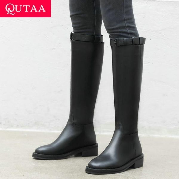 boots qutaa 2021 round toe buckle zipper all match knee high pu leather square heel concise autumn winter women shoes size 34-411, Black
boots qutaa 2021 round toe buckle zipper all match knee high pu leather square heel concise autumn winter women shoes size 34-411, Black