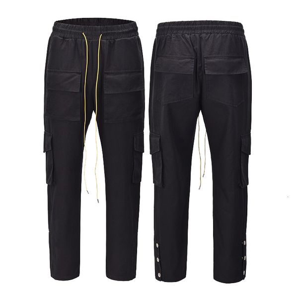 high street rhude military style multi pocket loose straight plain overalls ins breasted casual pants men's pants, Black
high street rhude military style multi pocket loose straight plain overalls ins breasted casual pants men's pants, Black