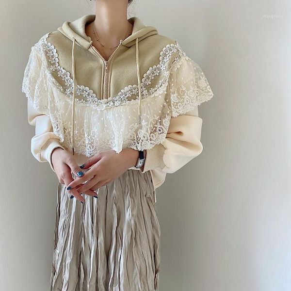 superaen sweet lace patchwork hooded zipper loose plus velvet sweatshirt women1, Black
superaen sweet lace patchwork hooded zipper loose plus velvet sweatshirt women1, Black