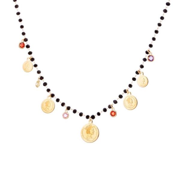 colorful cubic zirconia round coin queen pendant necklace for women black beads short choker necklace fashion female jewelry, Silver
colorful cubic zirconia round coin queen pendant necklace for women black beads short choker necklace fashion female jewelry, Silver