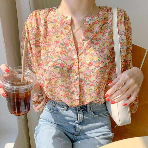 women shirt spring autumn long sleeve office chiffon shirt floral print buttons blouse ladies v neck single-breasted, White
women shirt spring autumn long sleeve office chiffon shirt floral print buttons blouse ladies v neck single-breasted, White