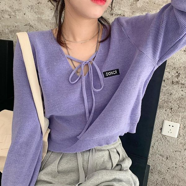 women's sweaters string tie women sweater knitted jumper crop pullover autumn look pull femme jersey mujer, White;black
women's sweaters string tie women sweater knitted jumper crop pullover autumn look pull femme jersey mujer, White;black