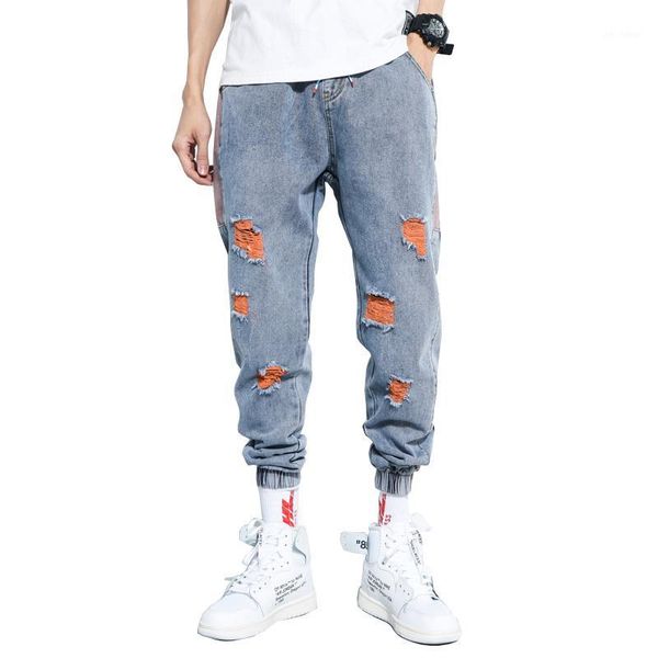 men's jeans spring new elastic waist large size cotton jeans fashion stitching beam pants casual slim straight blue 5xl1
men's jeans spring new elastic waist large size cotton jeans fashion stitching beam pants casual slim straight blue 5xl1