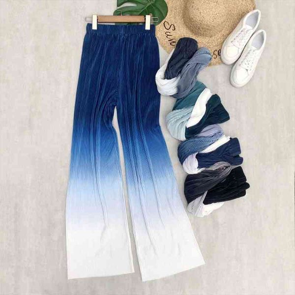 women summer wide leg pants gradient color high waist loose fit straight pleated long pants casual style thin trousers, Black;white
women summer wide leg pants gradient color high waist loose fit straight pleated long pants casual style thin trousers, Black;white