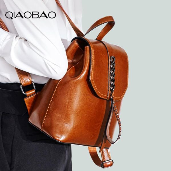 backpack style qiaobao vintage chain female genuine leather women's large capacity school bag for girls leisure shoulder bags
backpack style qiaobao vintage chain female genuine leather women's large capacity school bag for girls leisure shoulder bags