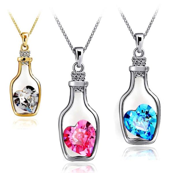 luxury jewelry silver color with wish bottle inlay love heart crystals vial pendant necklace for women gift
luxury jewelry silver color with wish bottle inlay love heart crystals vial pendant necklace for women gift
