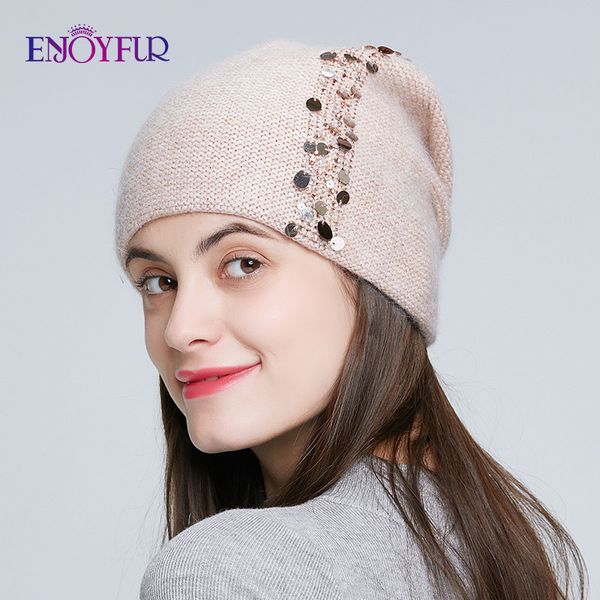 enjoyfur winter knitted double layer hats for women fashion sequins and rhinestones beanies female thick warm new caps 201027, Blue;gray
enjoyfur winter knitted double layer hats for women fashion sequins and rhinestones beanies female thick warm new caps 201027, Blue;gray