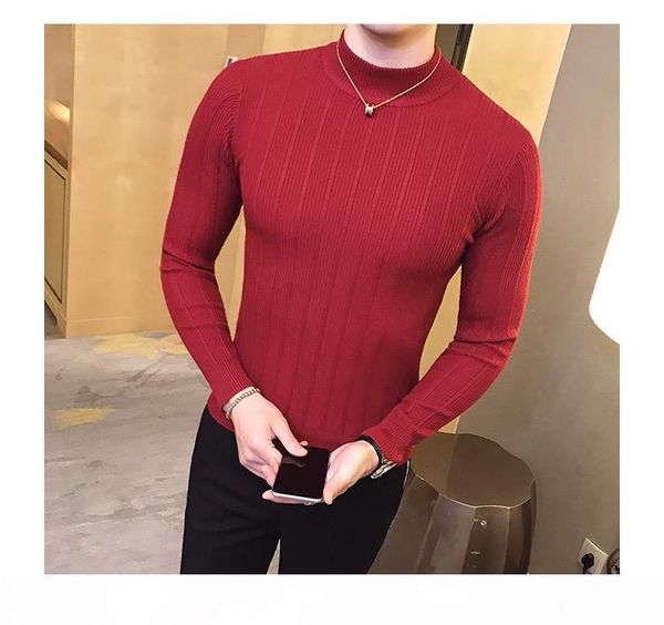 pullover men's sweater casual striped solid color sweater men's half-high collar stretch tight sweater slim knit, White;black
pullover men's sweater casual striped solid color sweater men's half-high collar stretch tight sweater slim knit, White;black