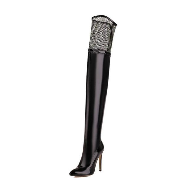 boots spring and autumn european rhinestone mesh stiletto pointed long tube over the knee women plus size 48, Black
boots spring and autumn european rhinestone mesh stiletto pointed long tube over the knee women plus size 48, Black