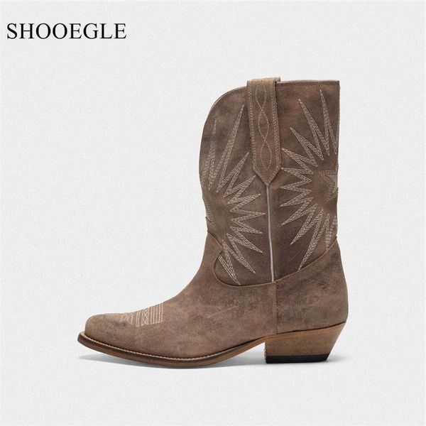 runway hand made cowboy style shoes suede leather embroidery star mid-calf boots low heel slip on western boats female boot, Black
runway hand made cowboy style shoes suede leather embroidery star mid-calf boots low heel slip on western boats female boot, Black
